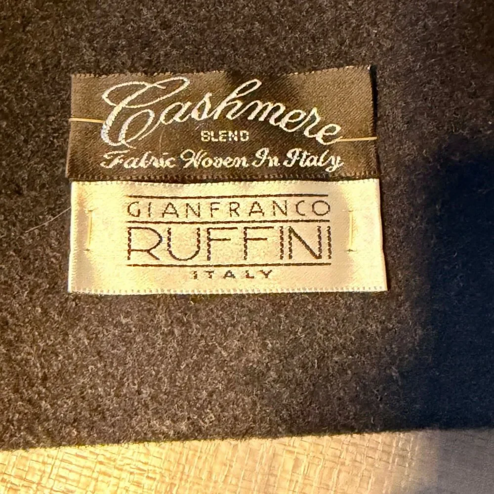 Vintage Gianfranco Ruffini Overcoat Mens 42S Wool Cashmere Blend Charcoal Coat